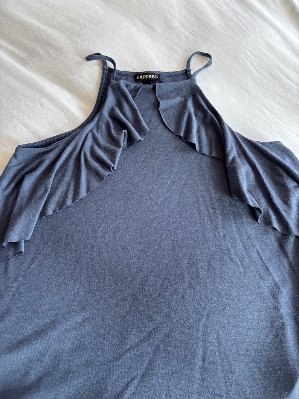 Express Blue Ruffle Knot Cami - Picture 2 of 6